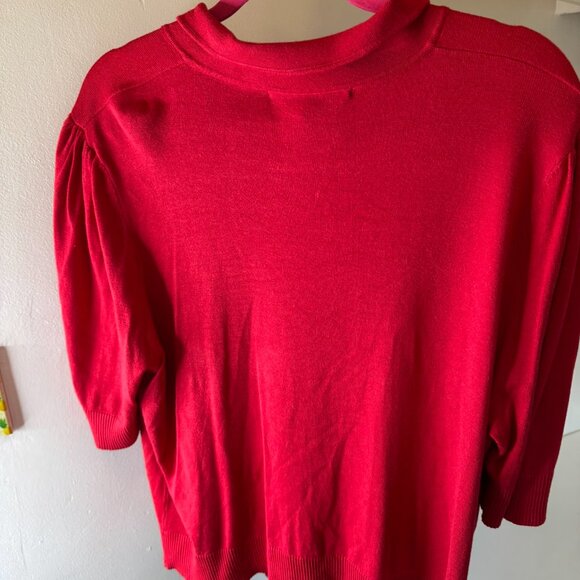 Collectif Red Knit Polo Sweater – Short Sleeve Retro Top, Size 18 - Picture 9 of 9